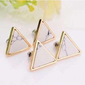 ➕Minimalist Gold Marble Triangle Earrings➕